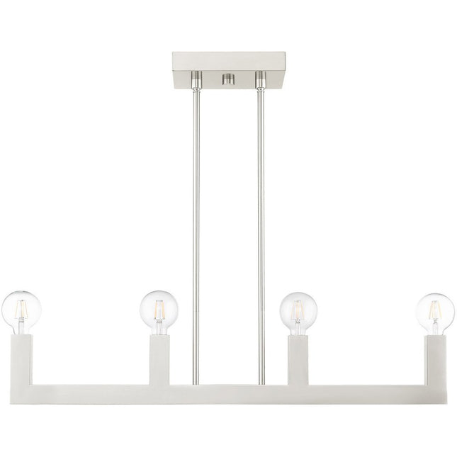 Nickel Four Light Metal Dimmable Chandelier With Shades HomeRoots