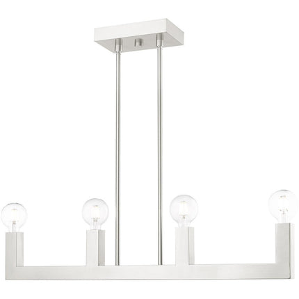 Nickel Four Light Metal Dimmable Chandelier With Shades