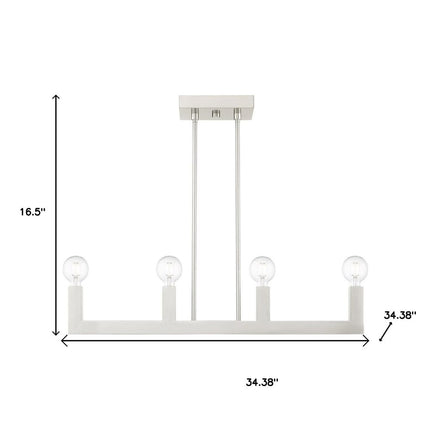 Nickel Four Light Metal Dimmable Chandelier With Shades
