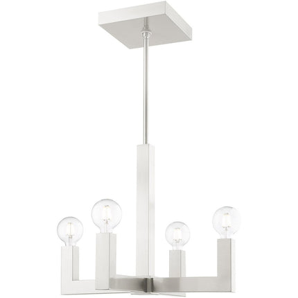 Nickel Four Light Metal Dimmable Chandelier With Shades