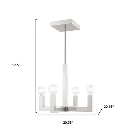Nickel Four Light Metal Dimmable Chandelier With Shades