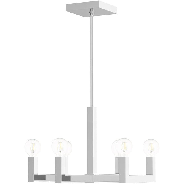 Silver Six Light Metal Dimmable Chandelier With Shades HomeRoots