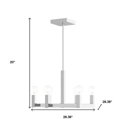 Silver Six Light Metal Dimmable Chandelier With Shades