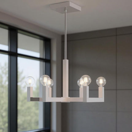 Six Light Dimmable Chandelier With Shades HomeRoots
