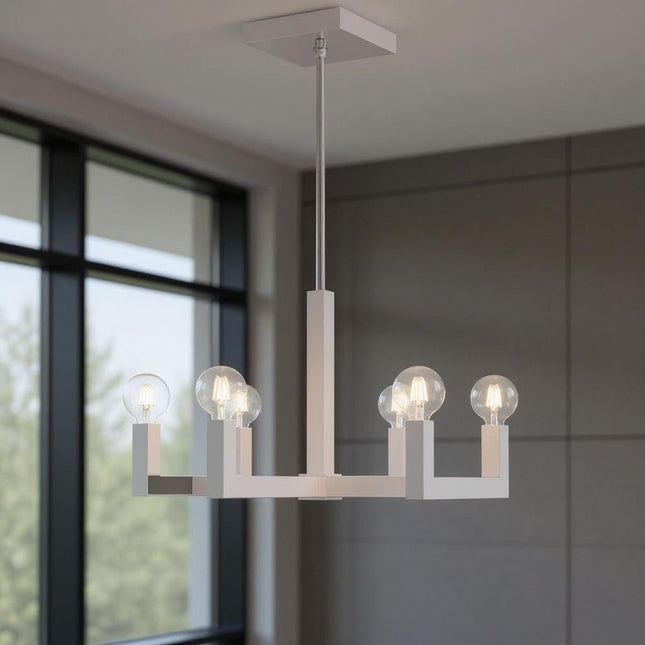 Six Light Dimmable Chandelier With Shades HomeRoots