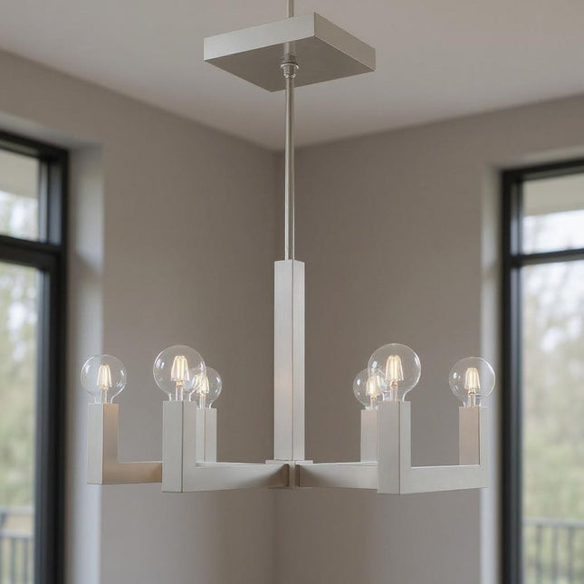 Six Light Dimmable Chandelier With Shades HomeRoots