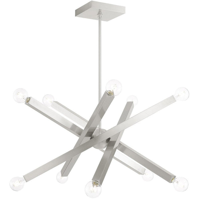 Nickel Ten Light Metal Dimmable Chandelier With Shades HomeRoots