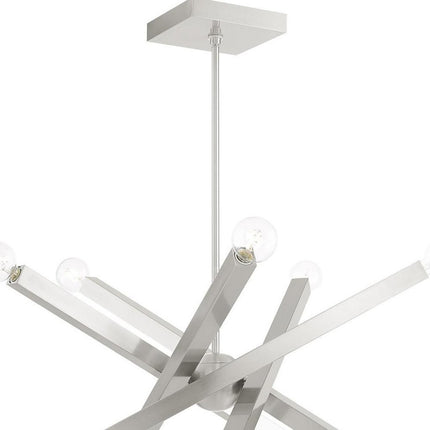 Nickel Ten Light Metal Dimmable Chandelier With Shades