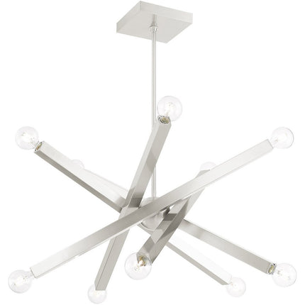Nickel Ten Light Metal Dimmable Chandelier With Shades