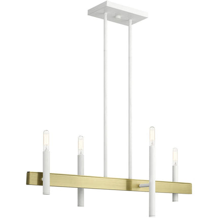Brass Four Light Metal Dimmable Chandelier With Shades