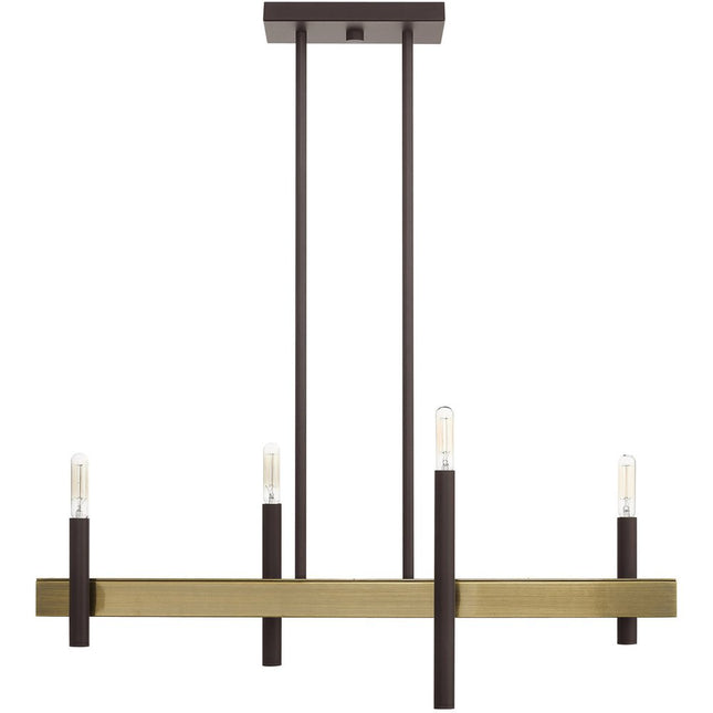 Bronze Four Light Metal Dimmable Chandelier With Shades HomeRoots