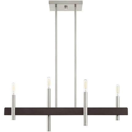 Nickel Four Light Metal Dimmable Chandelier With Shades