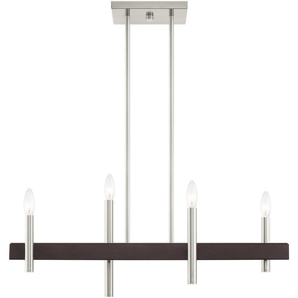 Nickel Four Light Metal Dimmable Chandelier With Shades