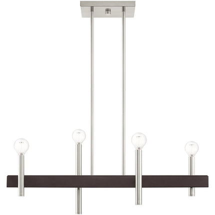Nickel Four Light Metal Dimmable Chandelier With Shades