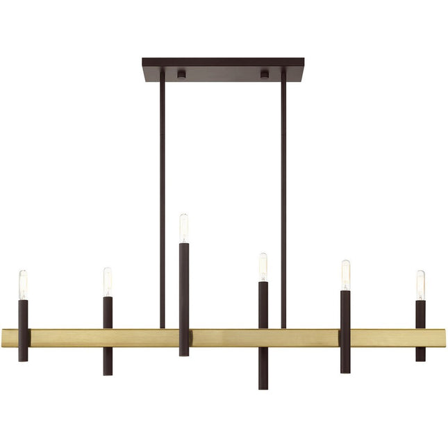 Bronze Six Light Metal Dimmable Chandelier With Shades HomeRoots