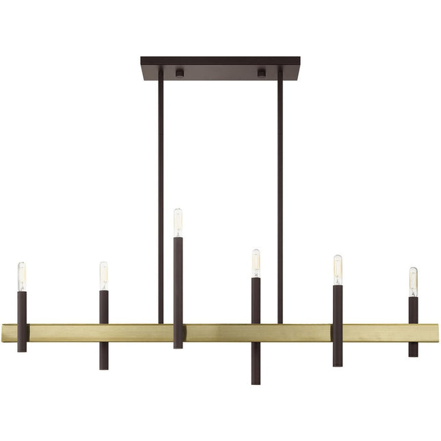 Bronze Six Light Metal Dimmable Chandelier With Shades HomeRoots