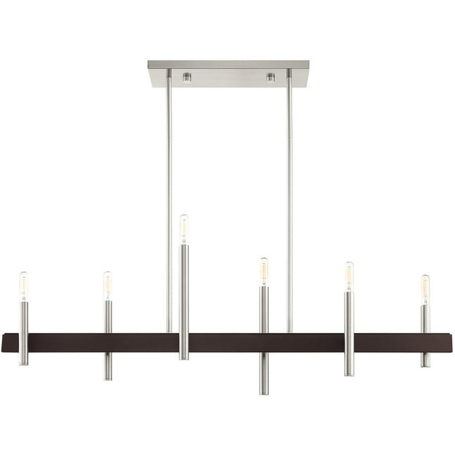 Nickel Six Light Metal Dimmable Chandelier With Shades HomeRoots
