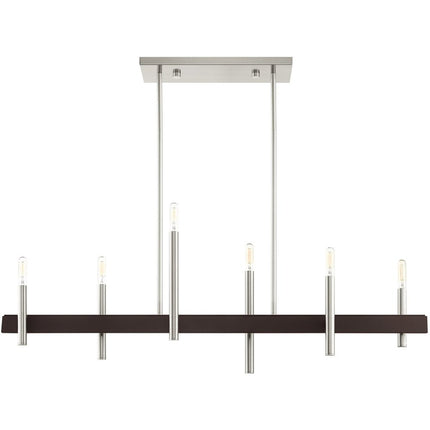 Nickel Six Light Metal Dimmable Chandelier With Shades