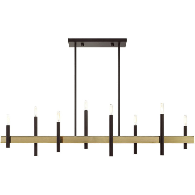 Bronze Eight Light Metal Dimmable Chandelier With Shades HomeRoots