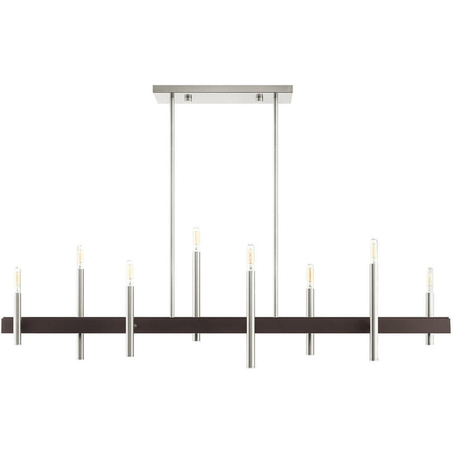 Nickel Eight Light Metal Dimmable Chandelier With Shades HomeRoots