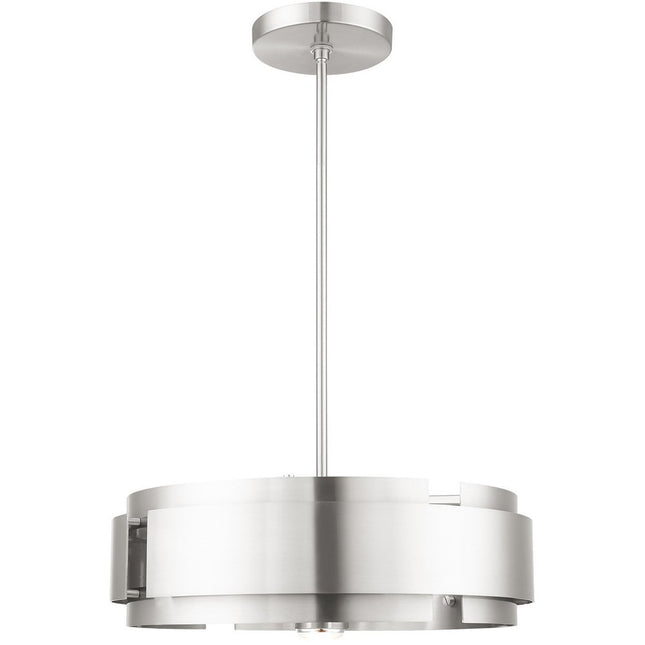 Nickel Five Light Metal Dimmable Chandelier With Shades HomeRoots