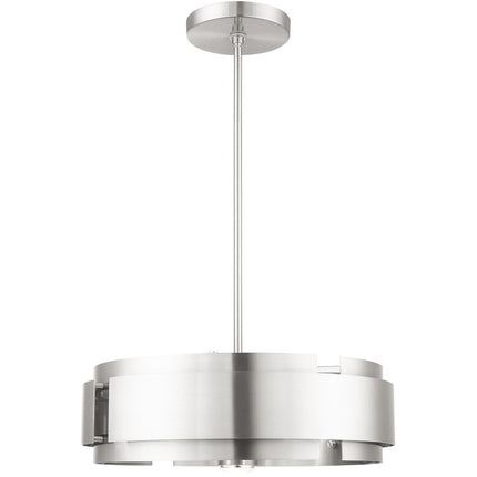 Nickel Five Light Metal Dimmable Chandelier With Shades