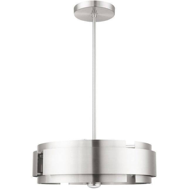 Nickel Five Light Metal Dimmable Chandelier With Shades HomeRoots