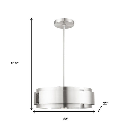 Nickel Five Light Metal Dimmable Chandelier With Shades