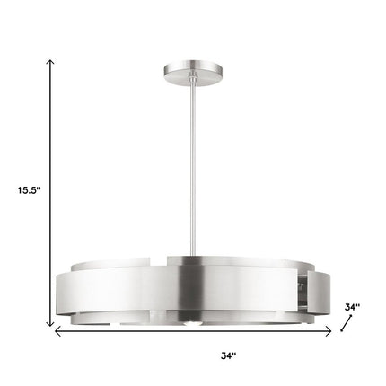 Nickel Seven Light Metal Dimmable Chandelier With Shades