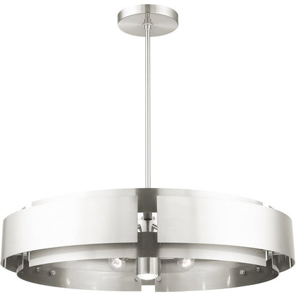 Nickel Seven Light Metal Dimmable Chandelier With Shades
