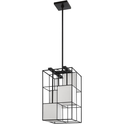 Black Four Light Metal Dimmable Chandelier With Shades