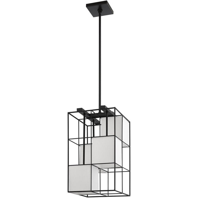 Black Four Light Metal Dimmable Chandelier With Shades HomeRoots