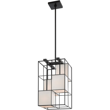 Black Four Light Metal Dimmable Chandelier With Shades