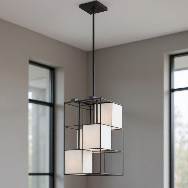 Black Four Light Dimmable Chandelier With Shades HomeRoots