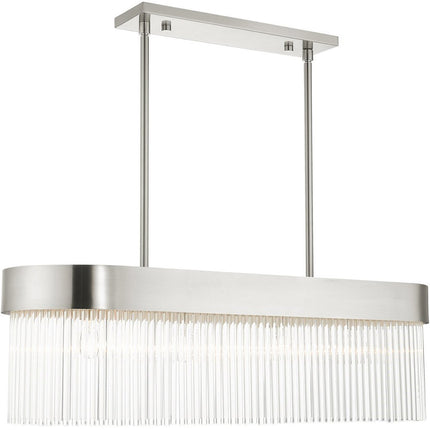 Nickel Four Light Metal Dimmable Chandelier With Shades