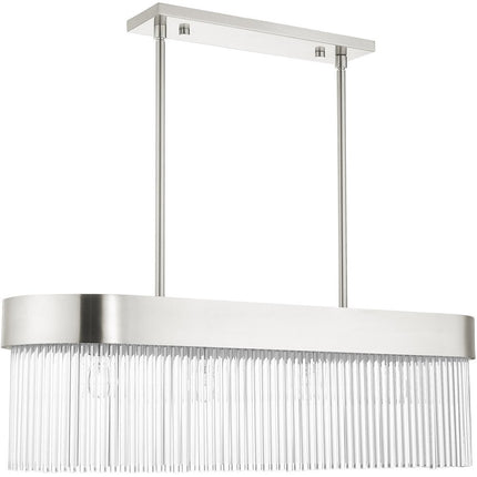 Nickel Four Light Metal Dimmable Chandelier With Shades