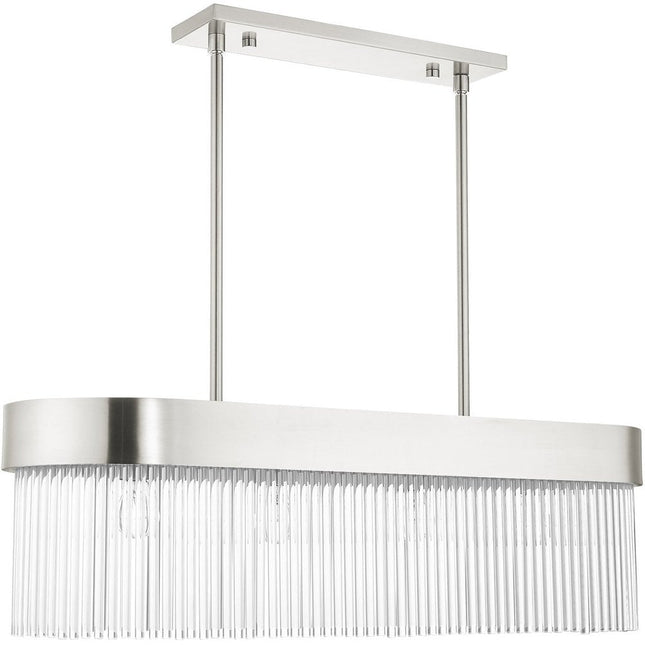 Nickel Four Light Metal Dimmable Chandelier With Shades HomeRoots