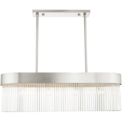Nickel Four Light Metal Dimmable Chandelier With Shades