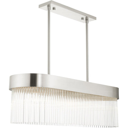 Nickel Four Light Metal Dimmable Chandelier With Shades