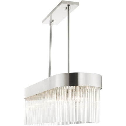 Nickel Four Light Metal Dimmable Chandelier With Shades