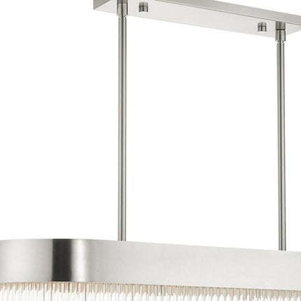 Nickel Four Light Metal Dimmable Chandelier With Shades