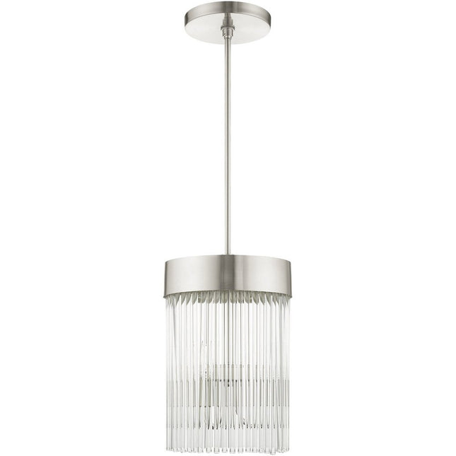 Nickel Three Light Metal Dimmable Chandelier With Shades