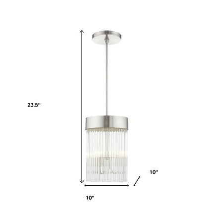 Nickel Three Light Metal Dimmable Chandelier With Shades