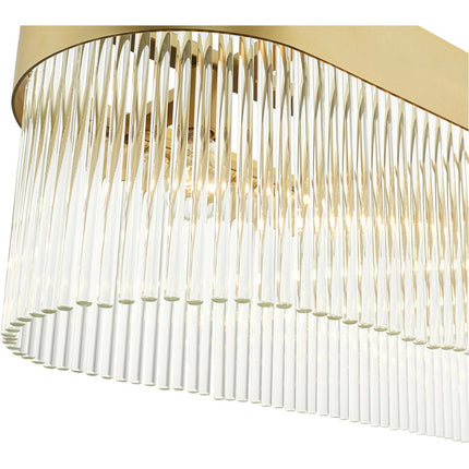 Gold Six Light Metal Dimmable Chandelier With Shades