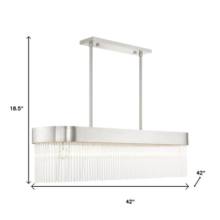 Nickel Six Light Metal Dimmable Chandelier With Shades