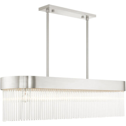 Nickel Six Light Metal Dimmable Chandelier With Shades