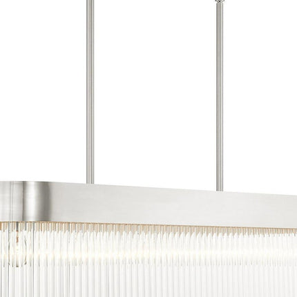 Nickel Six Light Metal Dimmable Chandelier With Shades