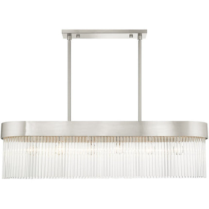 Nickel Six Light Metal Dimmable Chandelier With Shades