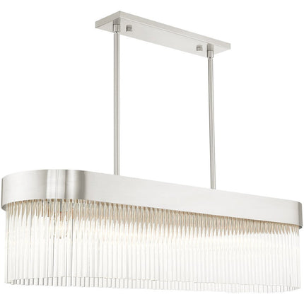 Nickel Six Light Metal Dimmable Chandelier With Shades