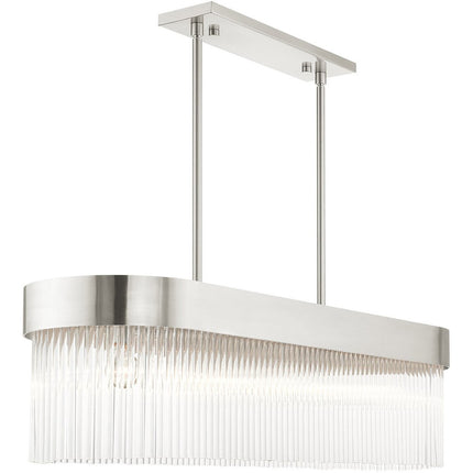 Nickel Six Light Metal Dimmable Chandelier With Shades
